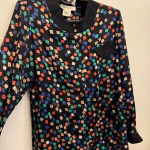 Vintage 100% silk selective design womens blouse